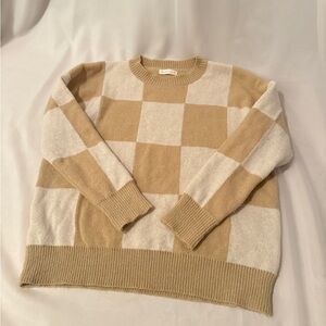 Air Space Lady Oversized Beige Check Sweater– One Size - Good Condition